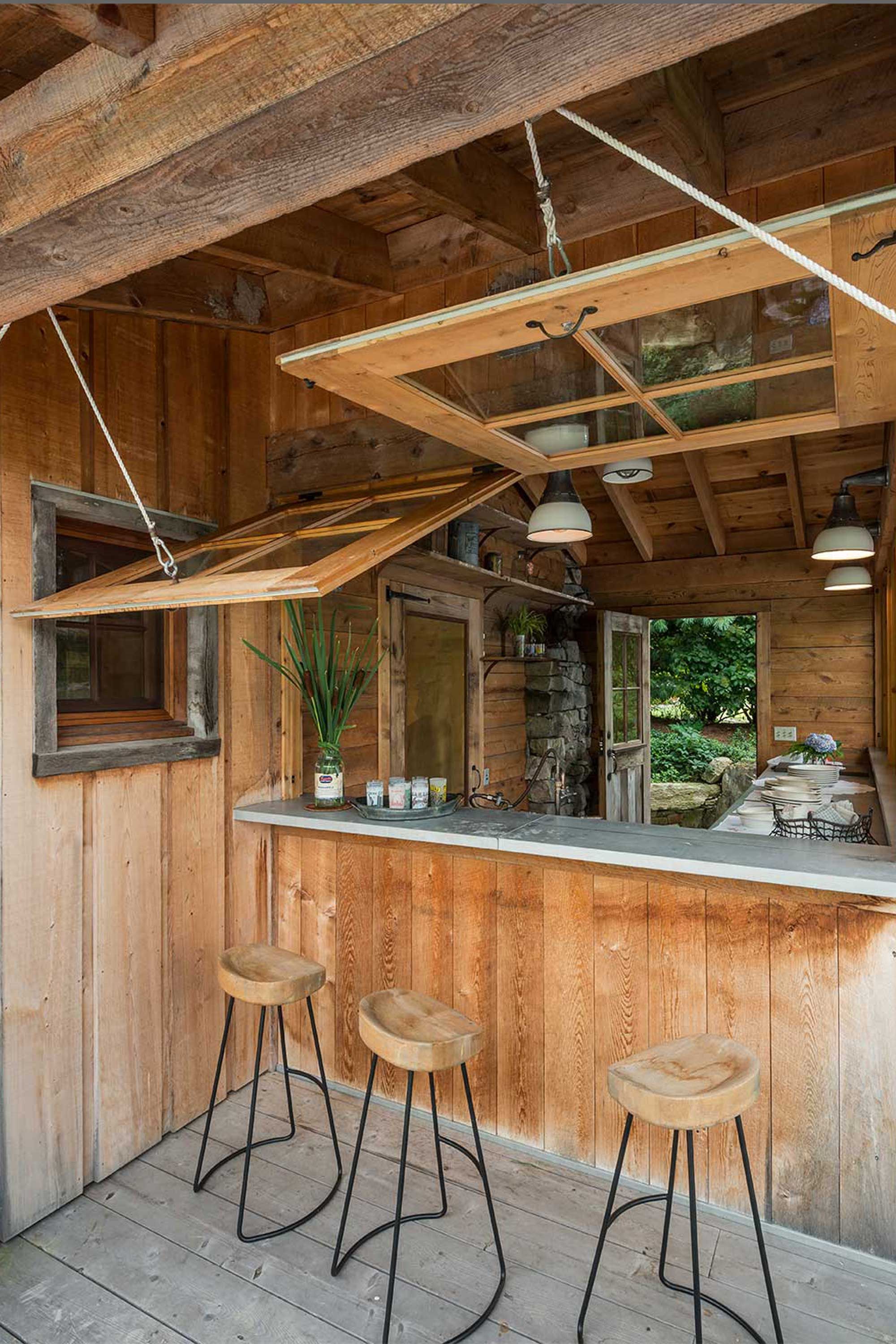 21 Best Outdoor Kitchen Ideas And, Rustic Outdoor Bar Table And Stools