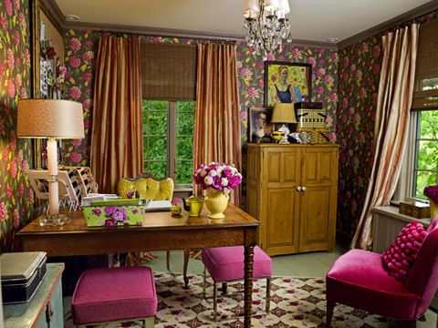 Room, Furniture, Interior design, Living room, Property, Curtain, Building, Pink, Purple, Window treatment, 