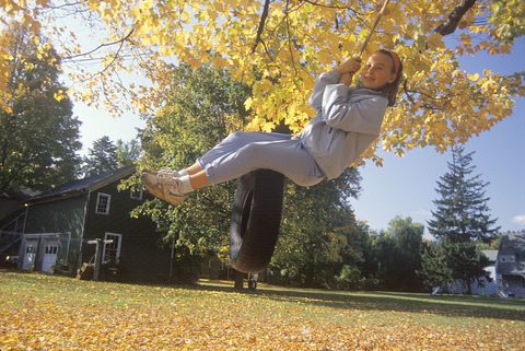 Leaf, Tree, Deciduous, Leisure, People in nature, Woody plant, Autumn, Park, Spring, Jumping, 