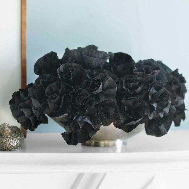 diy halloween decoration black paper flowers
