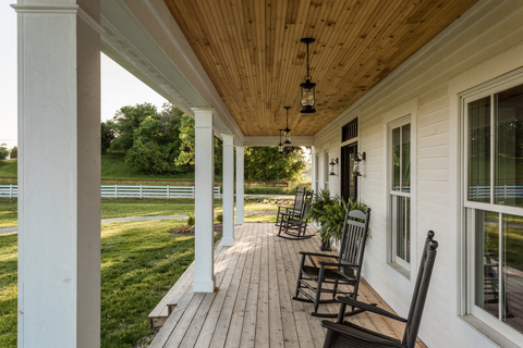 Wood, Property, Porch, Hardwood, Real estate, Home, House, Fixture, Shade, Deck, 