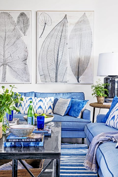 Blue, Room, Interior design, Couch, Living room, Interior design, Majorelle blue, Home, Grey, Turquoise, 