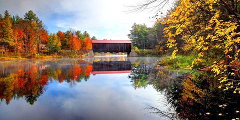 covered bridges in fall