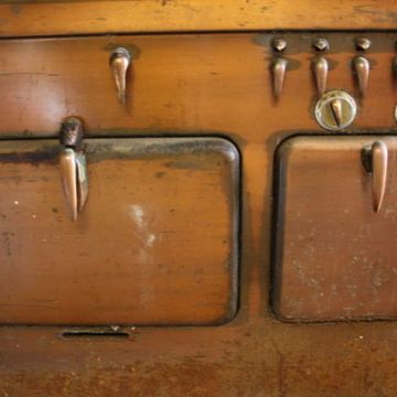 Tan, Wood stain, Wood, Furniture, Baggage, Metal, 