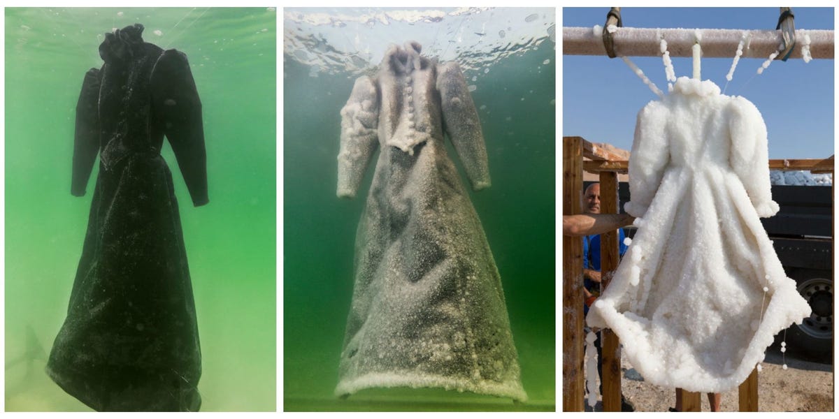 Wedding Dress Left in Dead Sea - Salt Bride Photo Series
