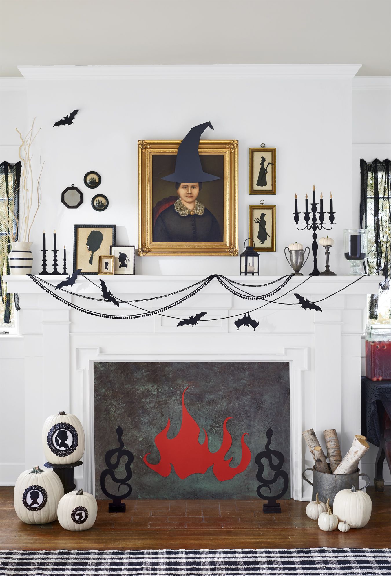 decorating a fireplace for halloween