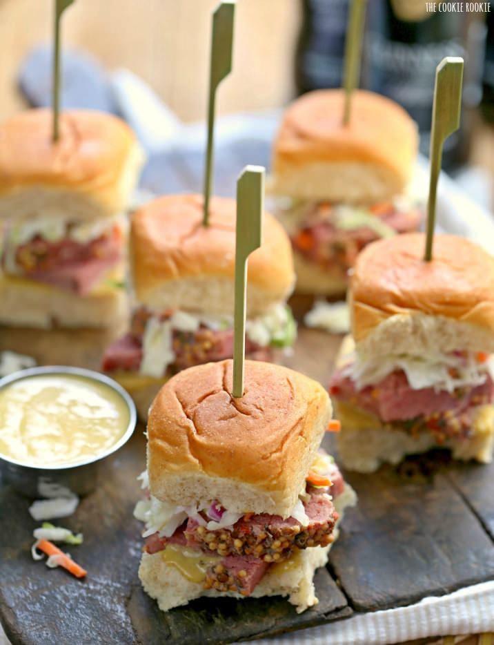 32 Easy Tailgate Food Ideas Best Tailgating Recipes For A Party Crowd   1473702439 Slow Cooker Corned Beef And Cabbage Sliders With Guinness Mustard 4 