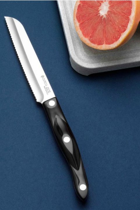 Knife, Kitchen knife, Cutting tool, Blade, Cutlery, Cutting board, Tableware, Tool, Plant, Citrus, 