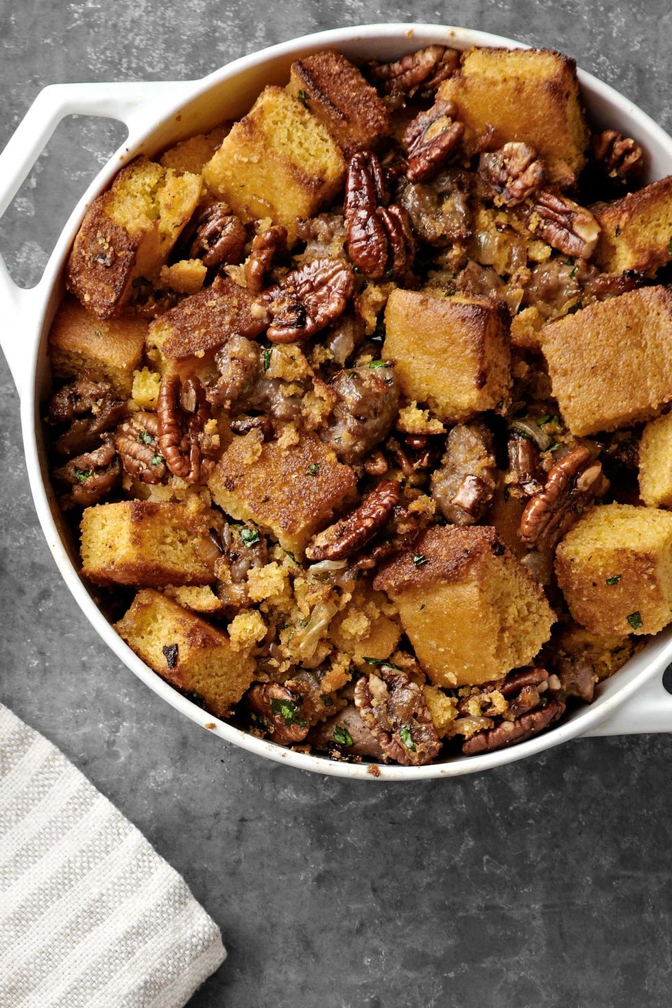 buttermilk cornbread stuffing with pecans and sweet sausage recipe