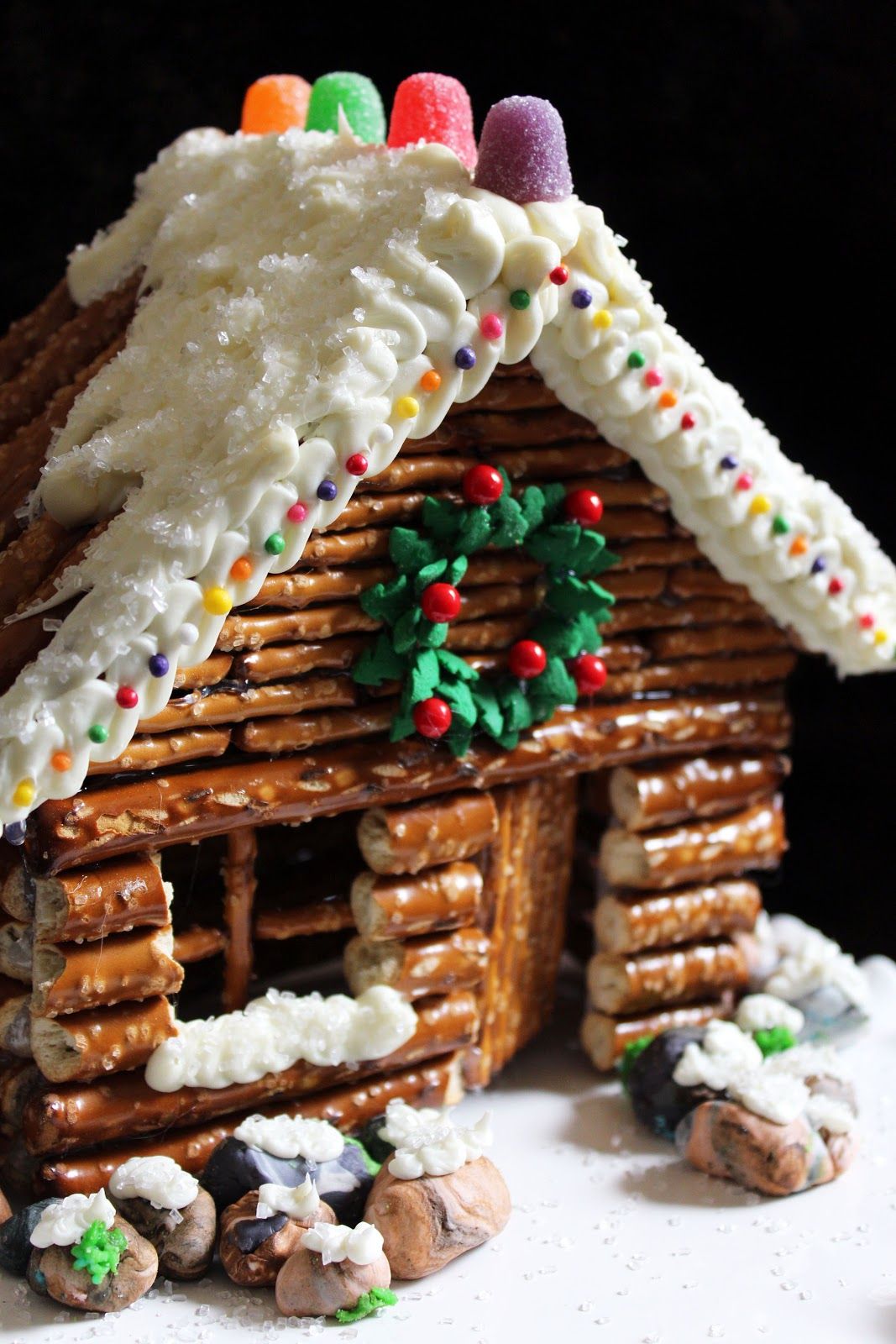 unique log cabin gingerbread house