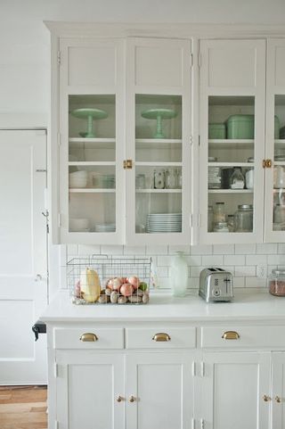 Room, Wood, Green, White, Cupboard, Drawer, Cabinetry, Fixture, Kitchen, Countertop, 