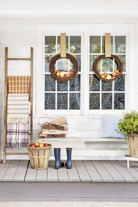 fall porch decorating ideas apple wreaths