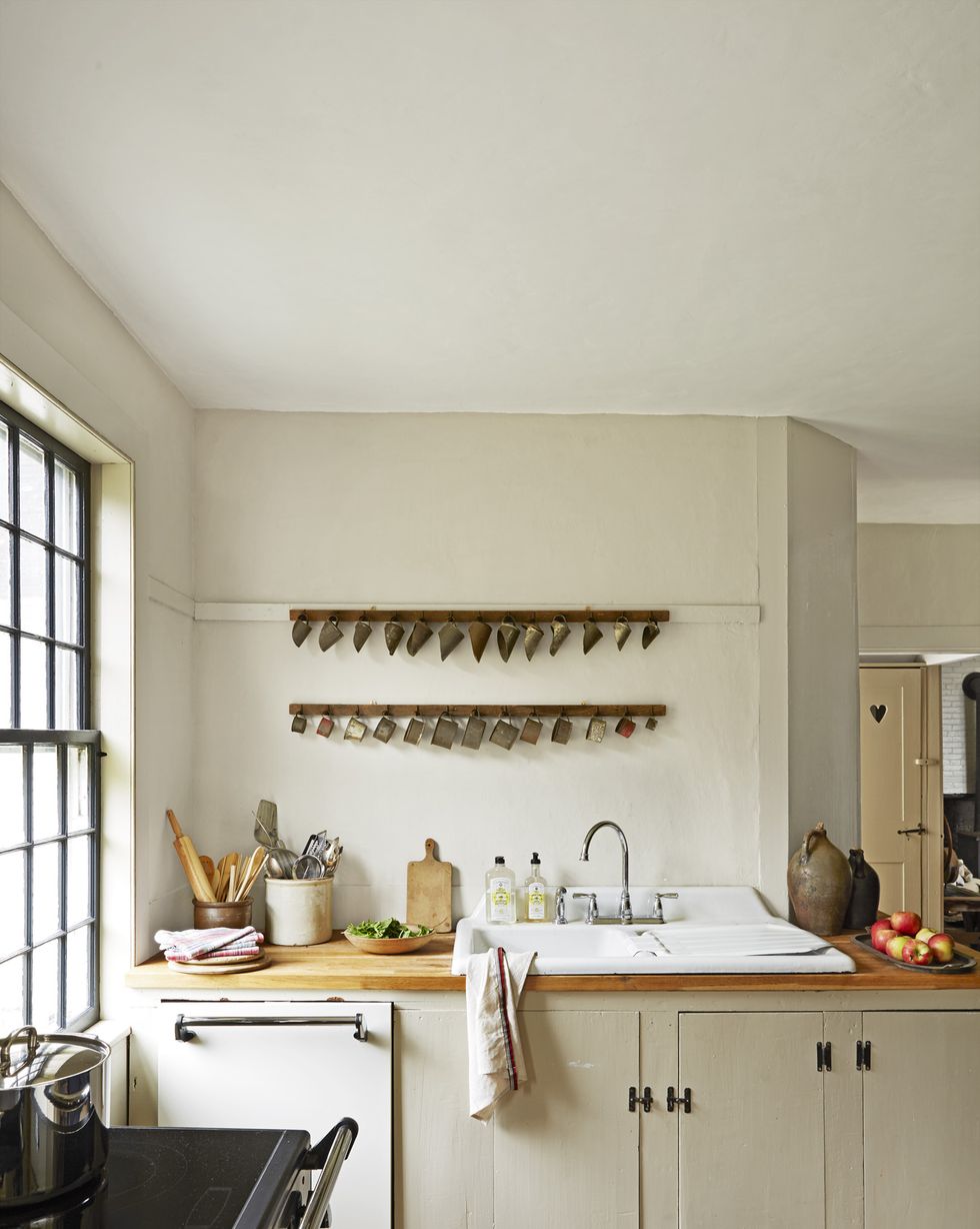 neutral kitchen with white farm sink