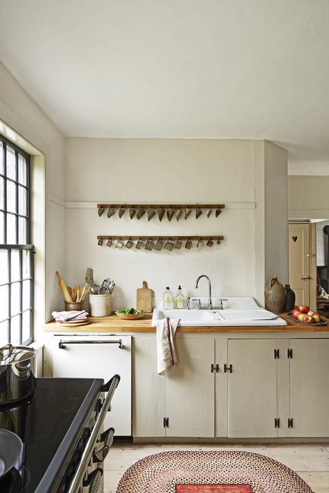 neutral kitchen with white farm sink