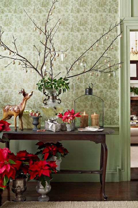 Branch, Room, Interior design, Twig, Furniture, Wall, Table, Plant, Flower, Tree, 