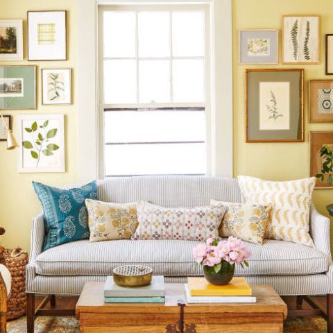 Room, Interior design, Yellow, Living room, Furniture, Home, Wall, Table, Interior design, Couch, 