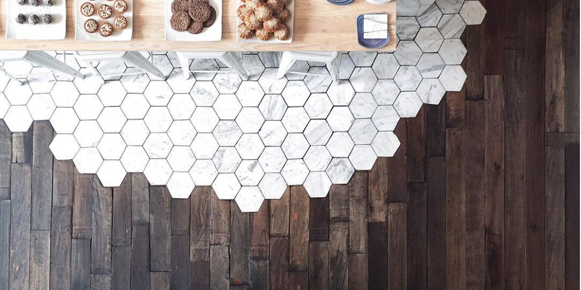 Hexagonal Tiles And Hardwood Make The Most Beautiful Flooring Combination Transitional Flooring