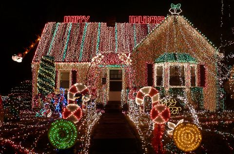 Event, Christmas decoration, Holiday, Night, Light, Midnight, Christmas lights, Christmas, House, Decoration, 