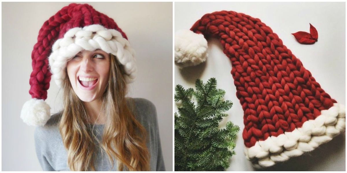 This Chunky Knit Santa Hat Will be the Coziest Thing You ...
