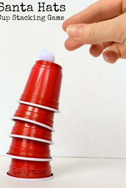 santa hat cups stacking christmas game