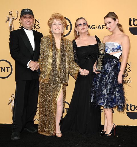 Todd Fisher, Debbie Reynolds, Carrie Fisher, and Carrie's daughter Billie Lourd