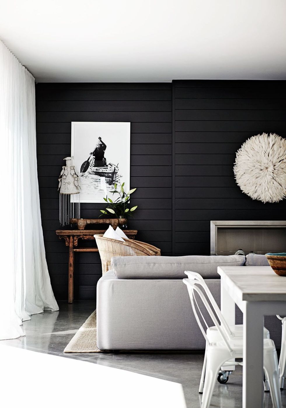 black shiplap living room