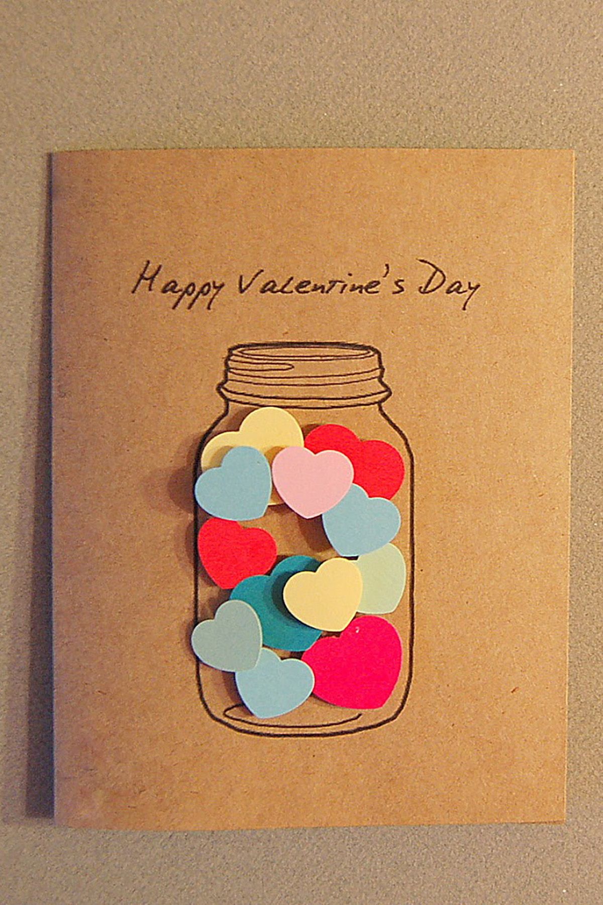 26 DIY Valentine S Day Cards Homemade Valentines Country Living   1484693548 Hearts In A Jar Card 