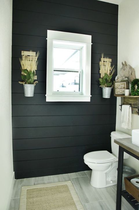 black shiplap bathroom