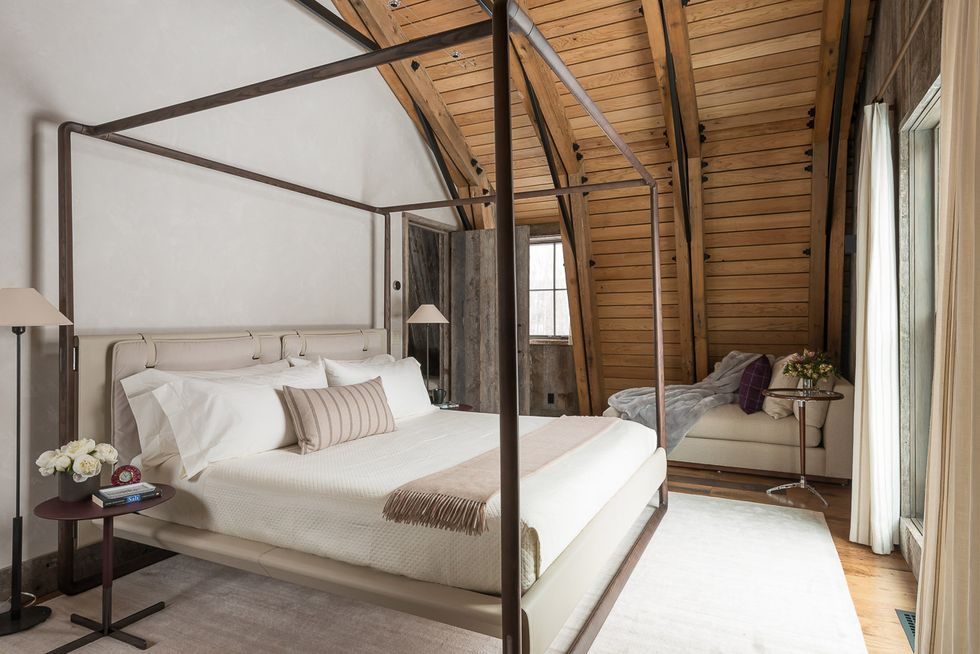 barn-inspired guest house bedroom
