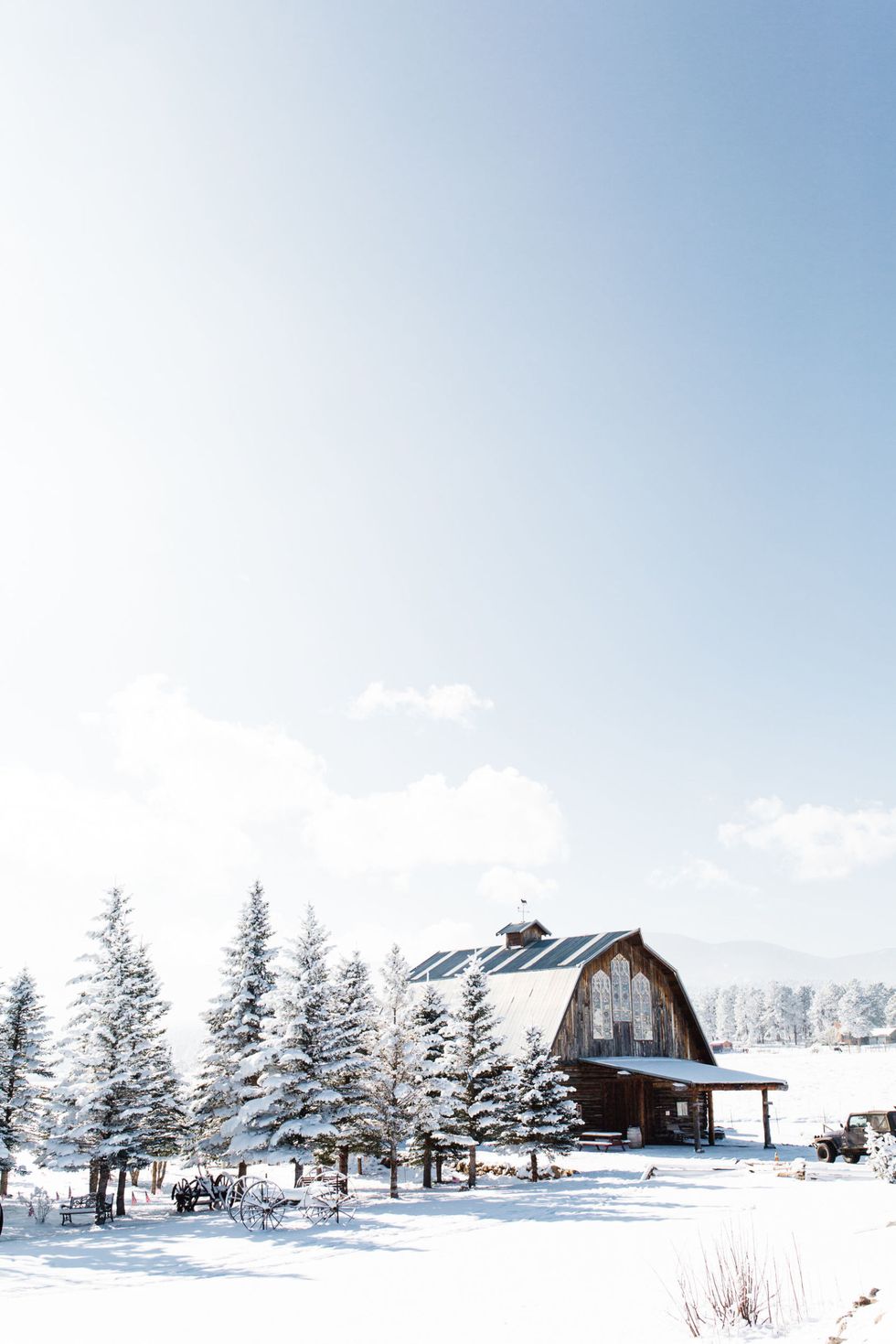winter wedding barn