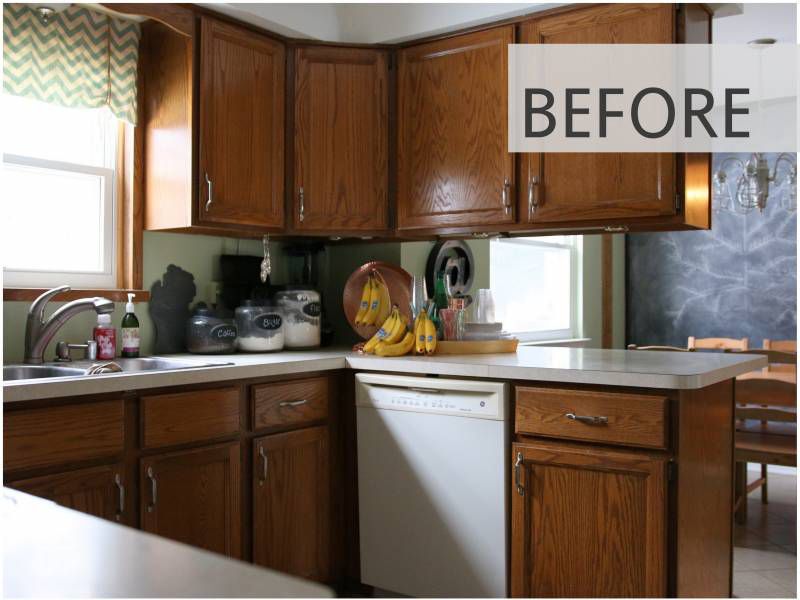 Brown Oak Kitchen Cabinets 10 diy kitchen cabinet makeovers before after photos that prove a little tlc goes a long way