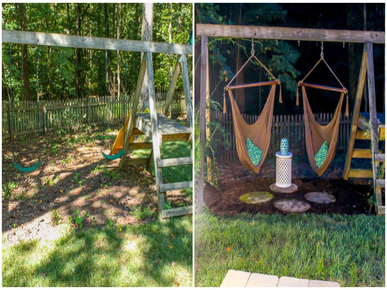 Swing set with online hammock