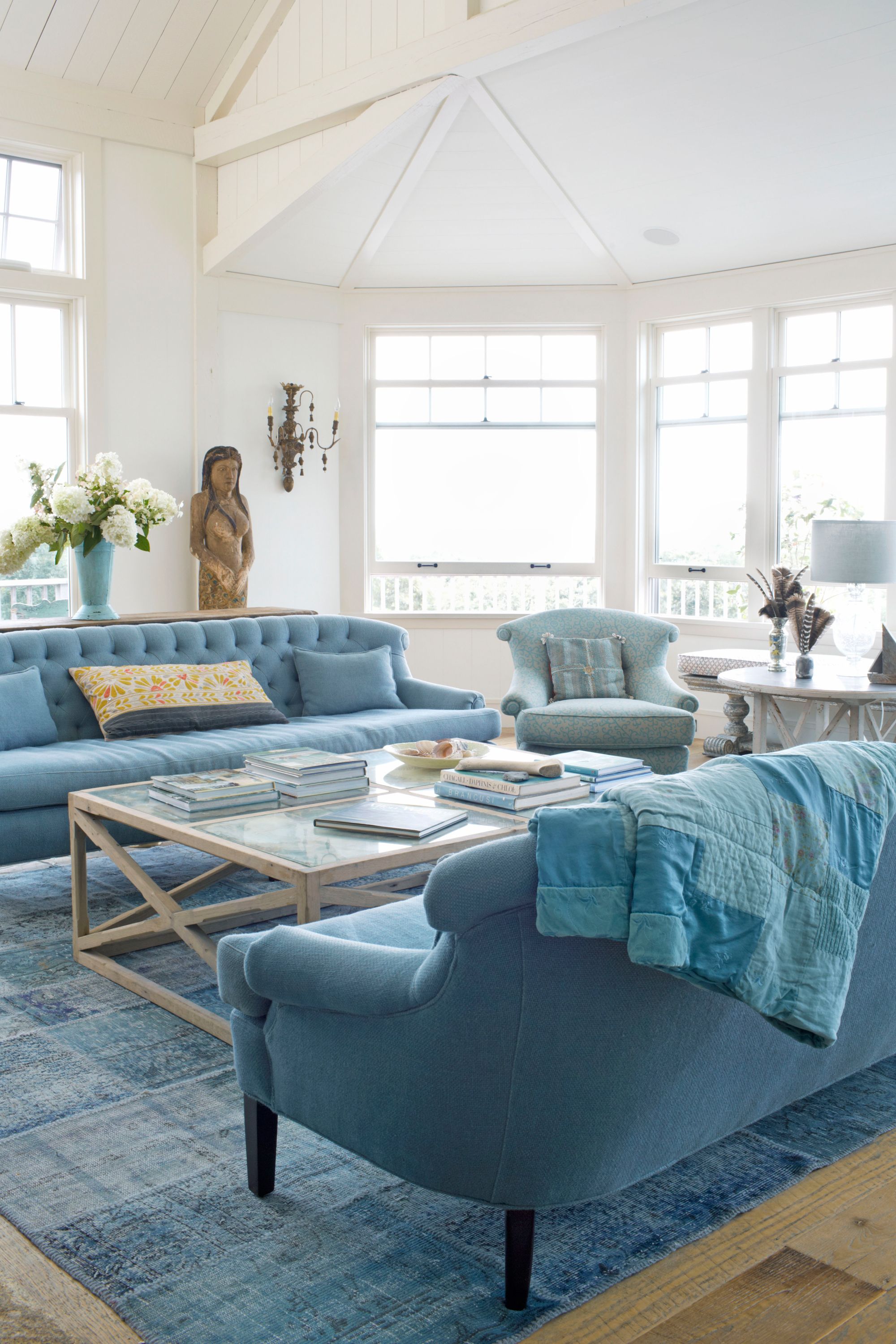 light blue sitting room