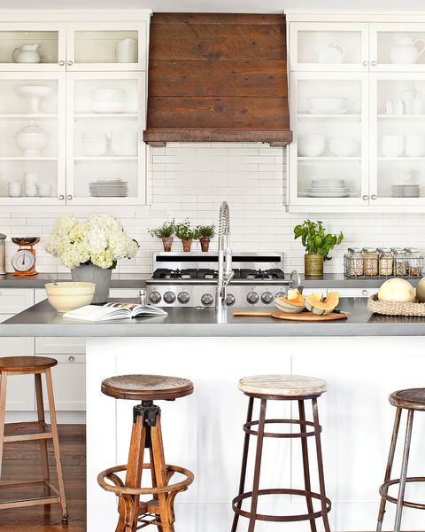 41 Best White Kitchen Ideas Small, Wood Mismatched Bar Stools