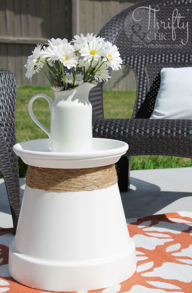 23 Seriously Pretty DIY Flower Pot Ideas   Flower Pot Stand Thrifty And Chic 