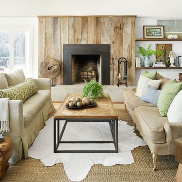 modern farmhouse living room with natural materials