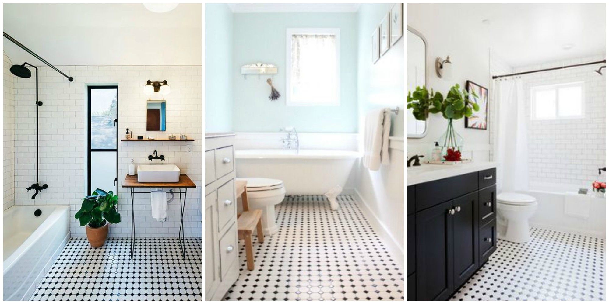 Classic Black And White Tiled Bathroom Floors Are Making A Huge Comeback