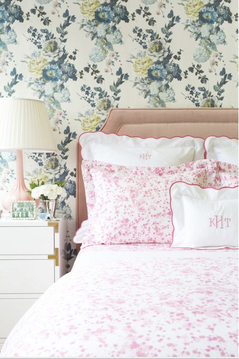 Bedroom, Pink, Furniture, Bed, Product, Bedding, Room, Bed sheet, Pillow, Interior design, 