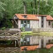 House, Natural landscape, Cottage, Tree, Building, Log cabin, Home, Bayou, State park, Architecture, 