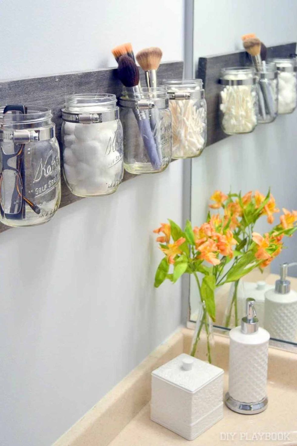 bathroom organization ideas with mason jar holders