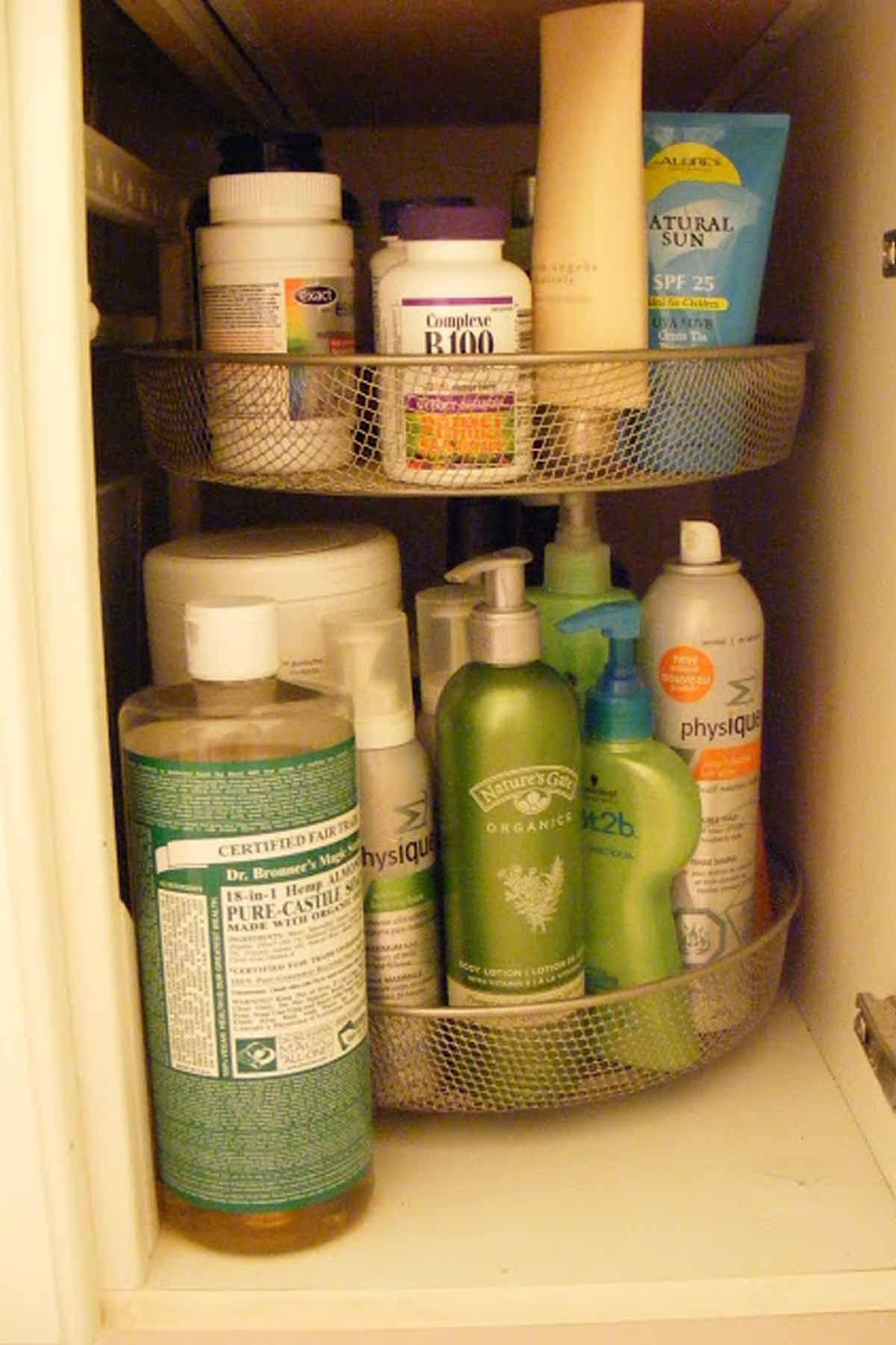 bathroom bottles storage