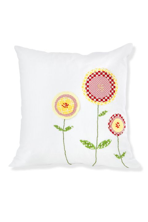 Cushion, Pillow, Throw pillow, Furniture, Textile, Linens, Plant, Font, Flower, Embroidery, 