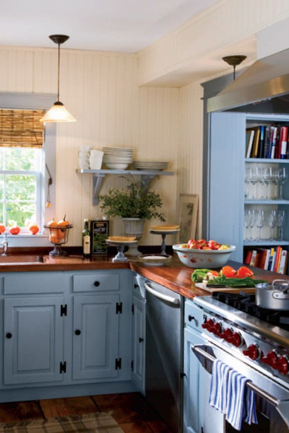 light blue country kitchen