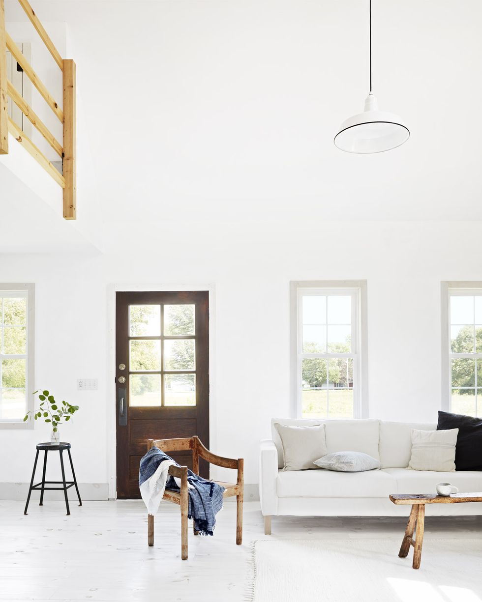 all white living room