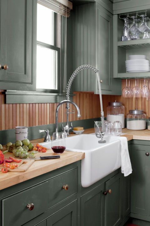 15 Best Green Kitchen Cabinet Ideas, Gray Green Kitchen Cabinets Painted