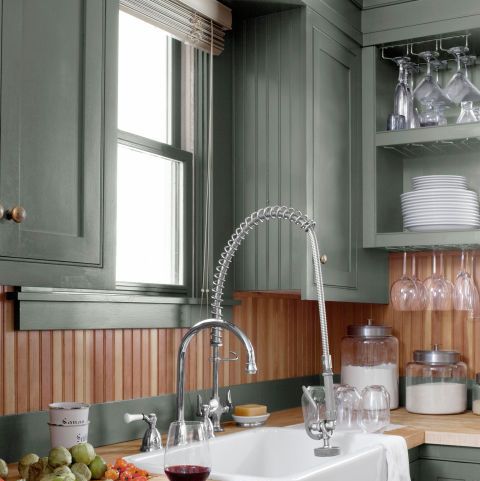 34+ ( Top ) Green Kitchen Cabinets -  Good for Kitchen?  Get Ideas.   Farmhouse kitchen design, Green kitchen cabinets, Sage green kitchen