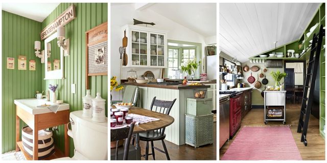 Green and White Fall Decor in the Kitchen and Dining Room