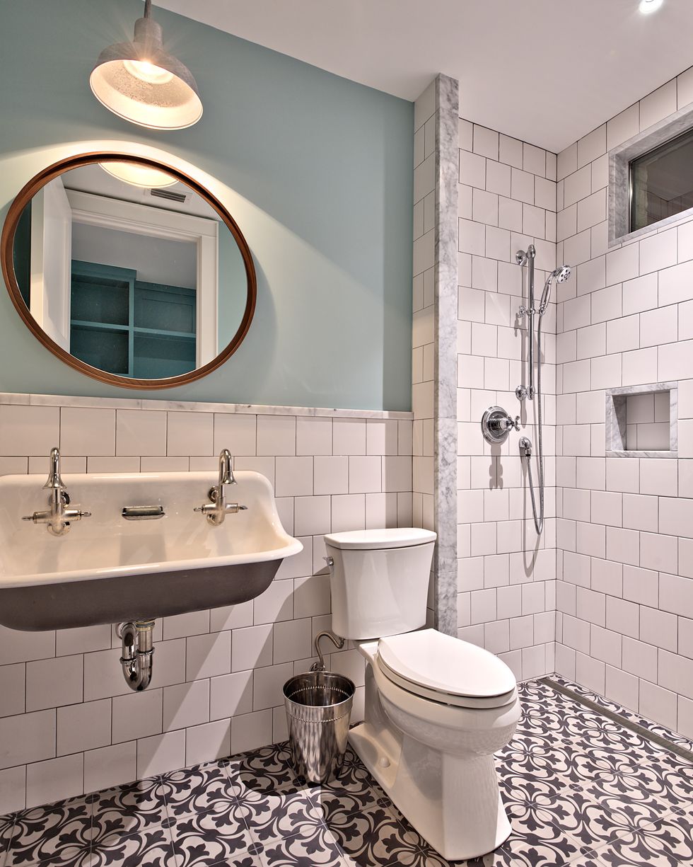 Plumbing fixture, Blue, Architecture, Bathroom sink, Room, Wall, Tile, Property, Interior design, Purple, 