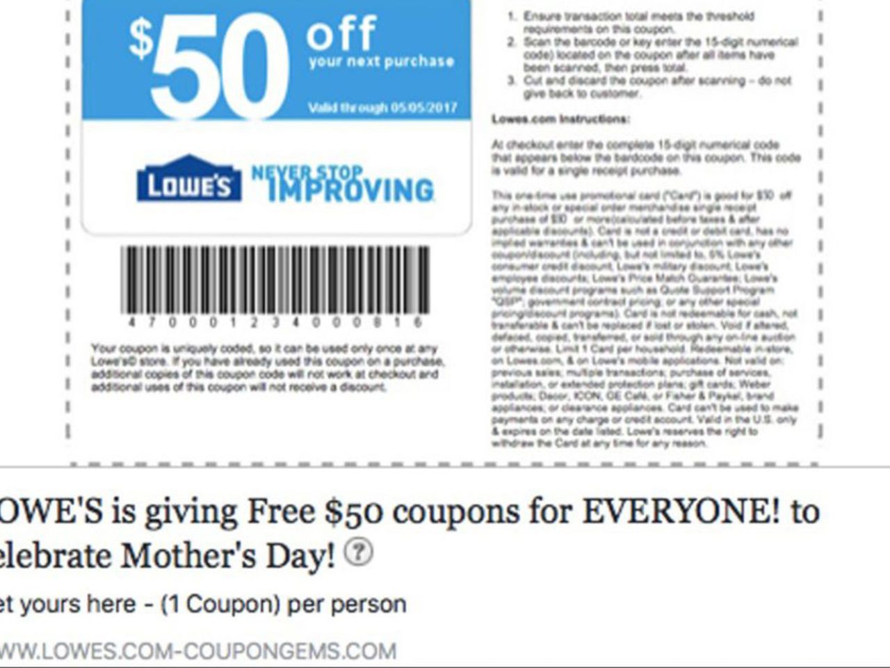 This Popular Lowe s Mother s Day Coupon is a Scam