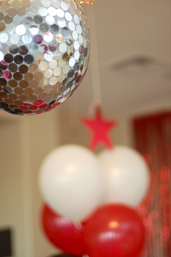 Disco Party Decor Bar Silver Ball Helium Balloon Dance Party